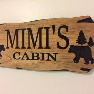Outdoor Carved Signs, Wooden carved Signs, Custom Wood Sign, Pine Trees and Bear, Camp Sign, Cabin Decor, Lakehouse Sign, Cottage Sign, image 4