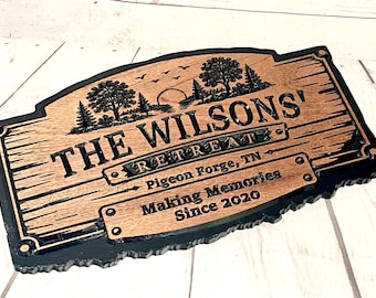 Custom Carved Wood Sign, Personalized Cabin Signs, Welcome Lake House,