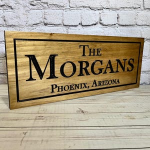 Custom Carved Wood Family Name Sign: Rustic Home Decor Plaque