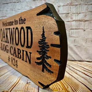 Outdoor Signs, Wooden Carved Cabin Sign, Pine Trees, Custom Wood Sign ...