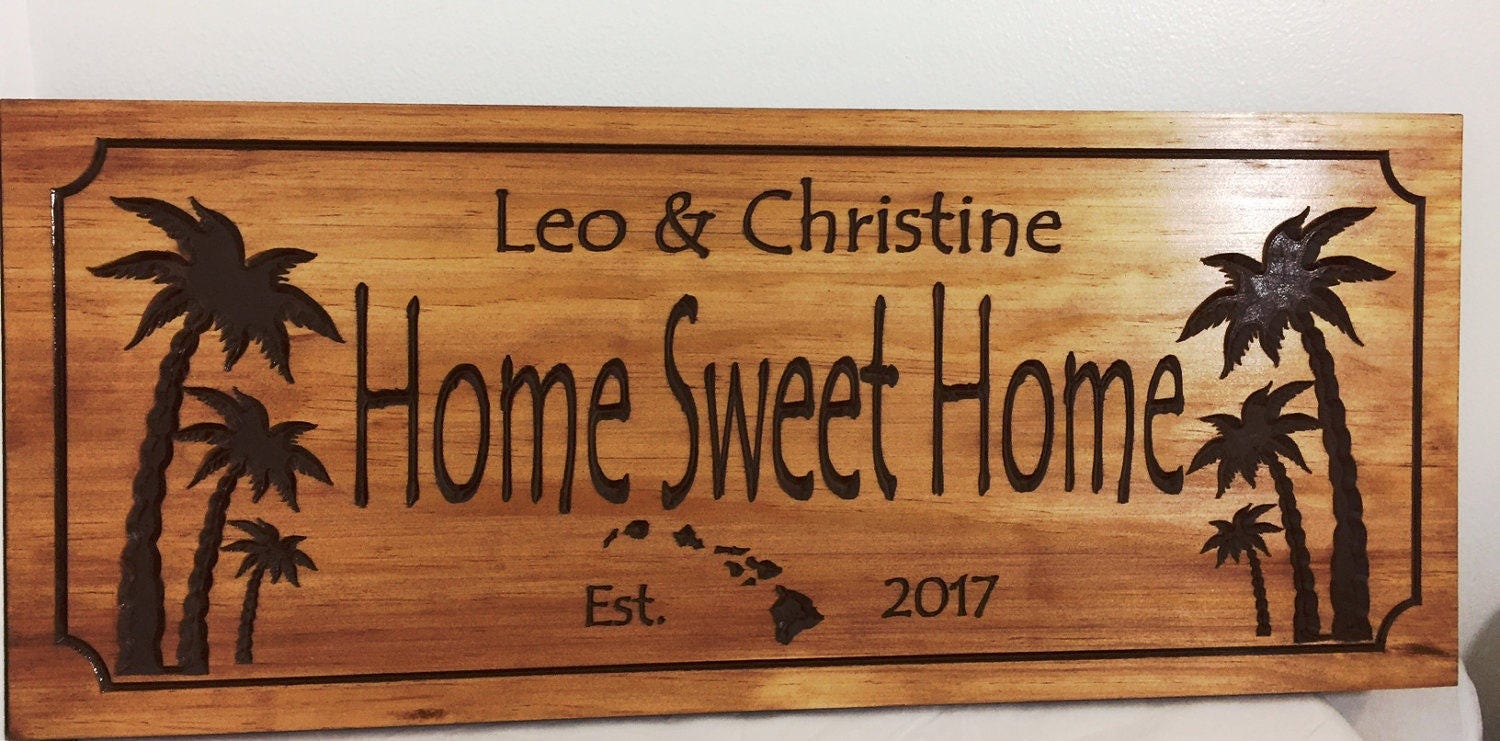 Palm Trees Beach House Signs Home Sweet Home Signs Etsy