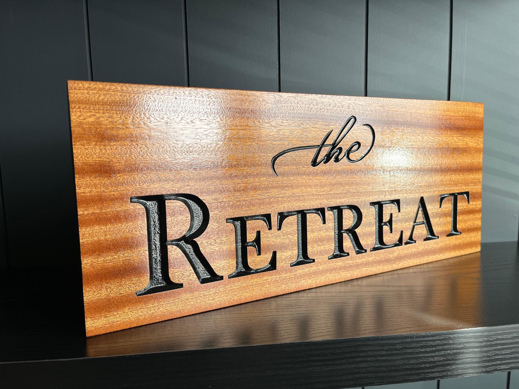 Rustic Retreat Sign Custom Carved Cabin Sign, Personalized Wooden Retreat Plaque, Rustic ...