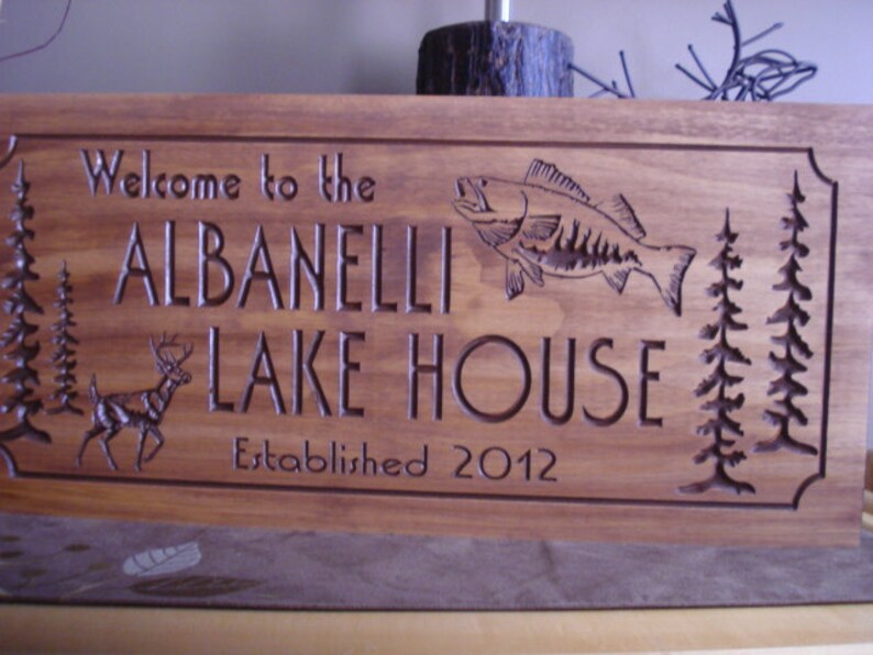 Personalized Wood Signs Lake House Sign Large Mouth Bass - Etsy