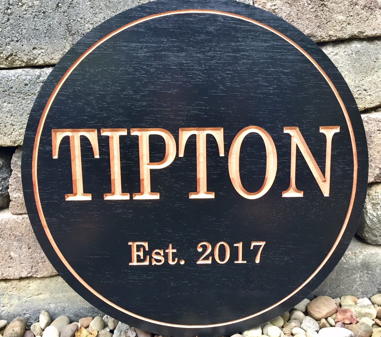 Outdoor Wooden Carved Sign, Circle Address Plaque, Round Address Sign…