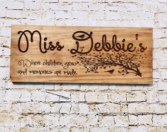 Personalized Wooden Teacher Sign: Engraved Childcare Provider Gift