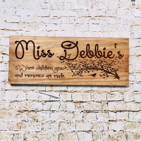 Personalized Wooden Teacher Sign: Engraved Childcare Provider Gift