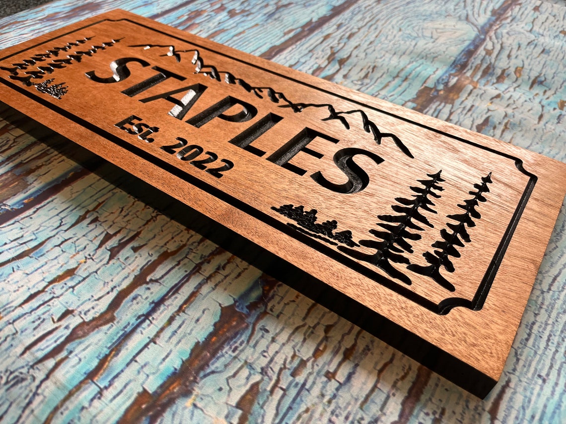 Mountain House Sign Cabin Decor Pine Trees Elevation Signs Etsy