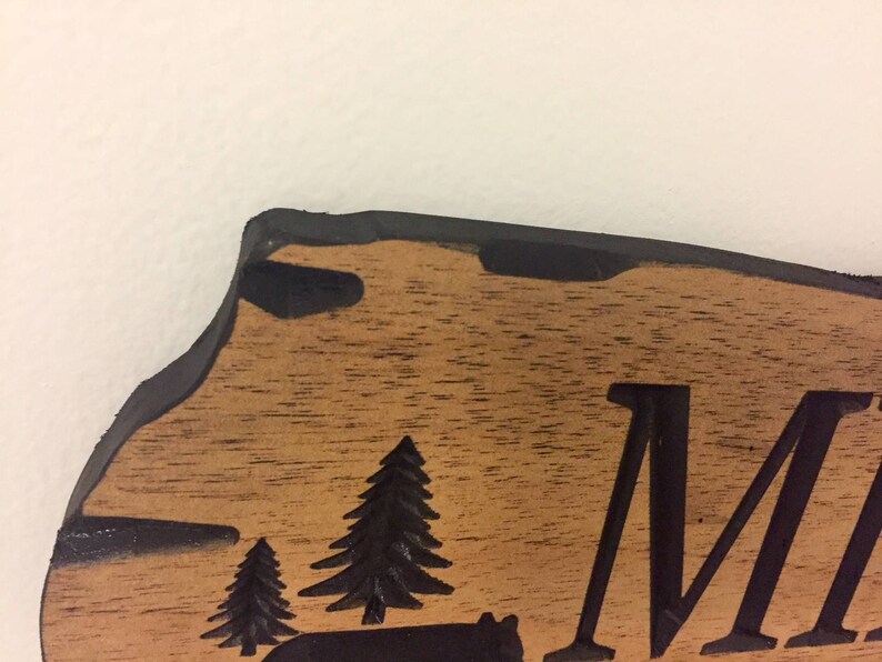 Outdoor Carved Signs, Wooden carved Signs, Custom Wood Sign, Pine Trees and Bear, Camp Sign, Cabin Decor, Lakehouse Sign, Cottage Sign, image 6