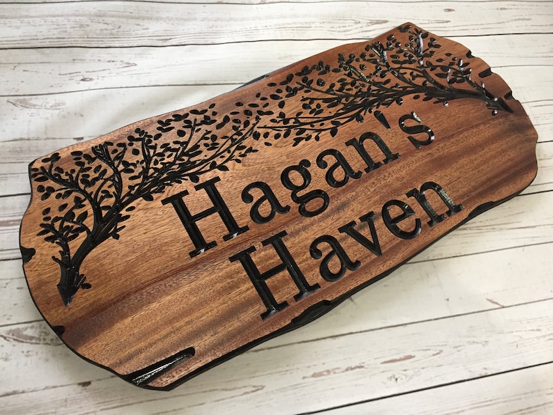 Custom Wood Signs, Outdoor Wooden Sign, Personalized Sign, Carved Wood Signs, Wooden Name Signs, Camping Signs, Treehouse, Benchmark Signs image 2