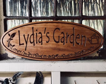 Personalized Sign, custom Wooden Carved sign, Last Name Sign, Gardening gift, Welcome Sign, New Home gift, Greenhouse she shed Signs