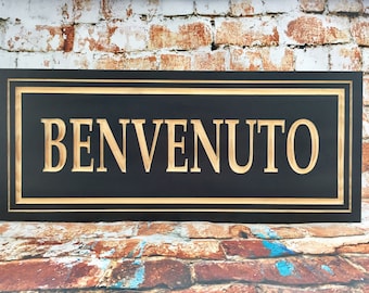 Custom carved sign, Wooden Address Plaque, personalized Wooden 5th Anniversary Gifts, Outdoor signs, Benchmark Signs, Benvenuto