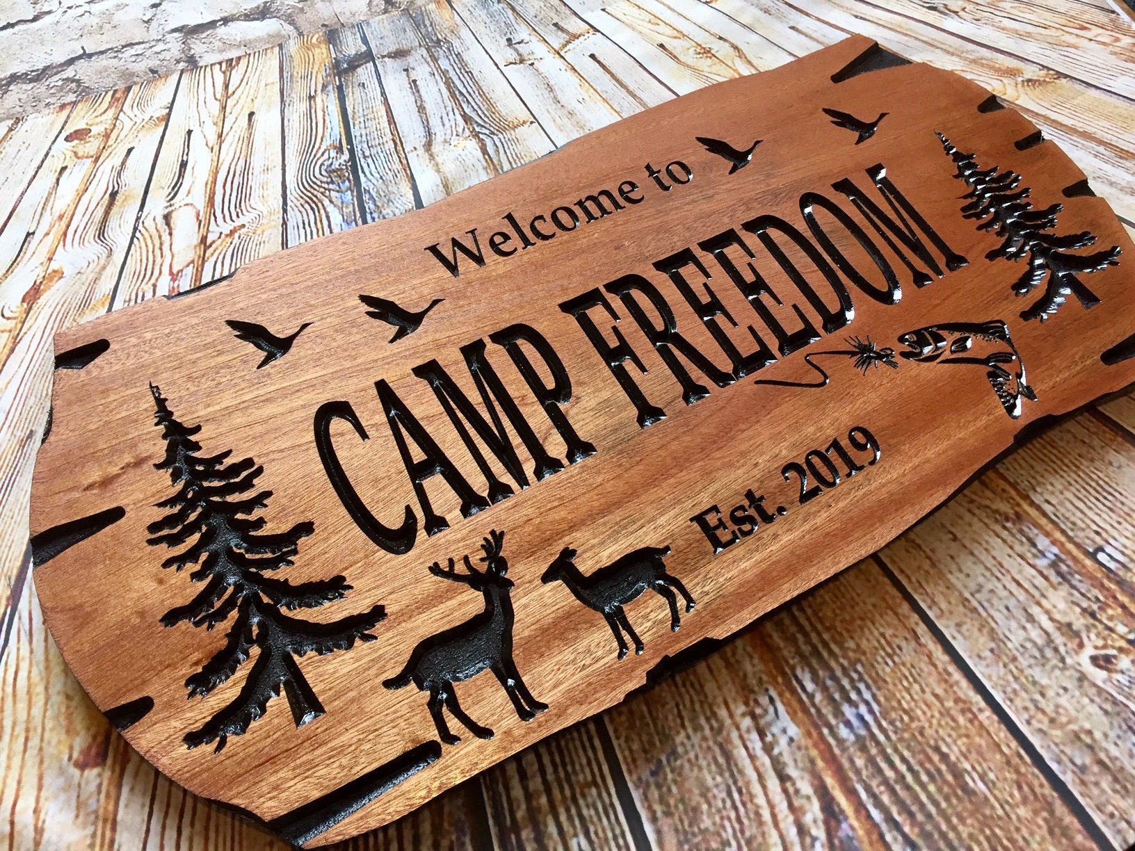 Custom Wooden Signs, Large Outdoor Sign, Rot Resistant Wood, Nature Inspired Cabin And Camp Sign, Rustic Design, Wildlife Lodge Plaque