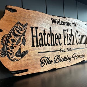 Custom Carved Wood Cabin Sign: Fishing & Lake House Decor