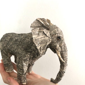 Made to Order Elephant figurine paper sculpture, elephant statue UniqueLeeArt