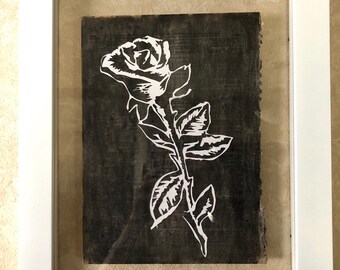 Rose picture paper cut art. Papercut Silhouette art. Antique Book page, library decor book lovers