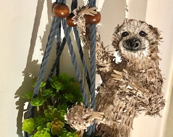 Sloth figurine sculpture decoration, plant ornament, plant figurine, sloth decor
