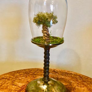 Tree terrarium, beautiful real moss terrarium- hand sculpted miniature tree handmade by uniqueleeart