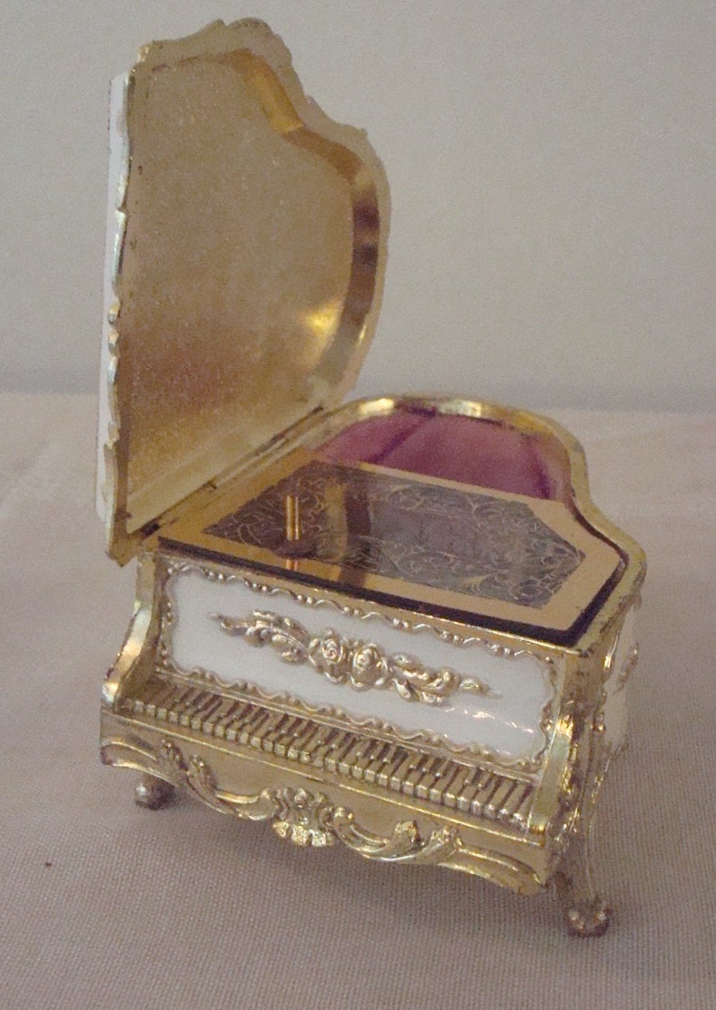 Vintage Sankyo Japanese Baby Grand Piano Floral Music Box Etsy