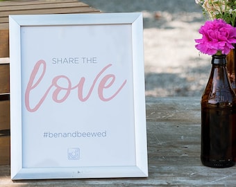 Comparte el amor Signo de hashtag de boda