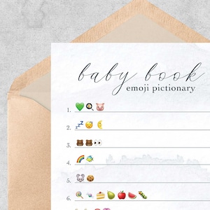 Baby Book Emoji Pictionary | Baby Shower Game | Printable