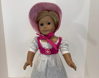 18” Doll Dress/ Regency Day Dress and Bonnet