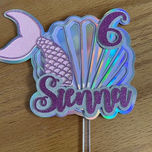 Mermaid themed personalised cake topper