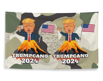 Donald Trump Trumpcano Funny President Political Republican Flag