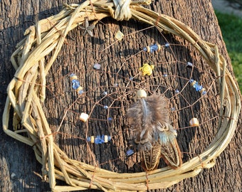 Natural Dreamcatcher, Native American, Earthy Wall Window Hanging, Rustic Home Decoration , Ornaments for the Home from The Hidden Meadow