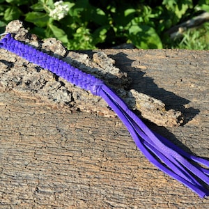 Leather Keychain with Fringe, Long Royal Purple Hand Braided Bag Charm, Purse Dangle, Unique Leather Accessories