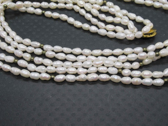 Five Strand Genuine Cultured Freshwater Pearl Nec… - image 4
