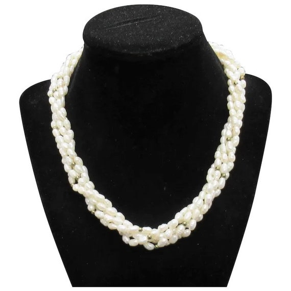 Five Strand Genuine Cultured Freshwater Pearl Nec… - image 1