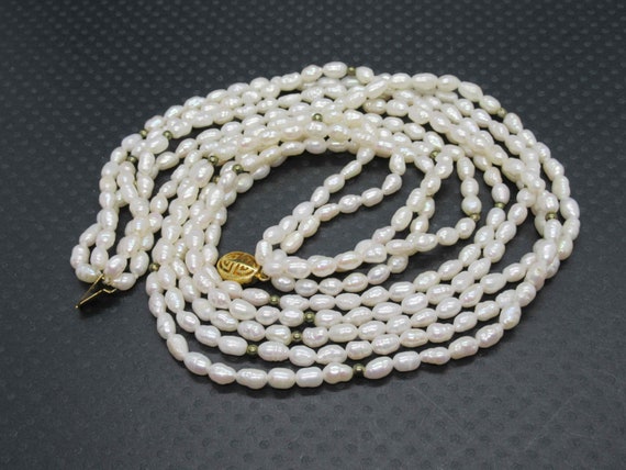 Five Strand Genuine Cultured Freshwater Pearl Nec… - image 7