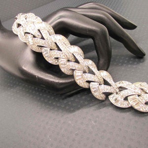 BOUCHER Signed Crystal Clear Baguette Rhinestone Bracelet #6045