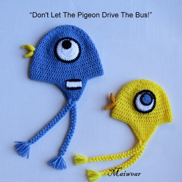 Crochet pigeon and Duckling hat inspired by Mo Willems