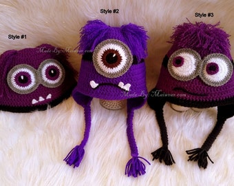 Crochet Evil Minion Hats inspired