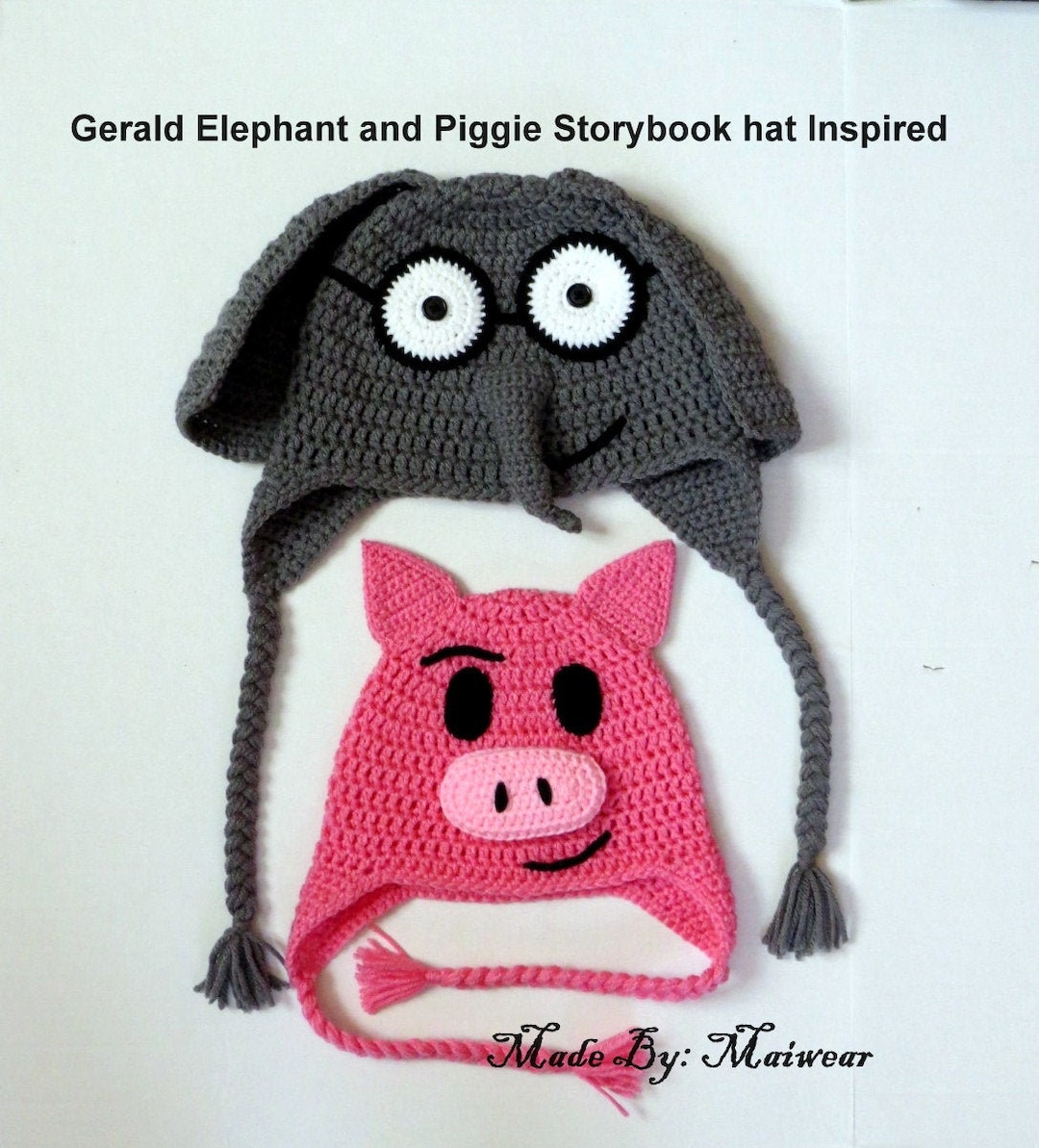 Crochet Elephant and Piggie Hats - Etsy
