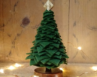 Small Felt & Felted Wool Christmas Tree Home Decoration, Dark Christmas Tree Green