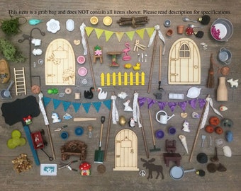 DIY Fairy Garden Accessories Grab Bag, Kids craft, Fairy Garden Kit, Fairy Garden Party Gift, Garden Party Favor.