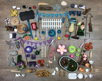 DIY Fairy Garden Accessories Grab Bag, Kids craft, Fairy Garden Kit, Fairy Garden Party Gift, Garden Party Favor.