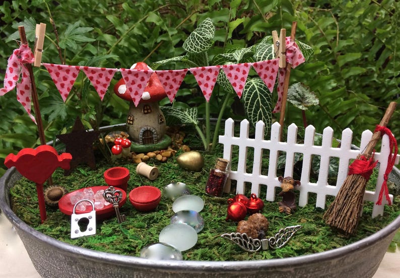 Diy Heart Themed Fairy Garden Accessories Love Fairy Garden Etsy