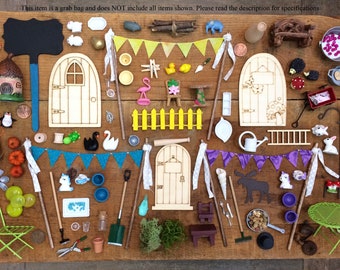 Fairy garden. Fairy Garden accessories grab bag, Deluxe Bag, Miniature garden, Terrarium. Build your own fairy garden. Kids Craft