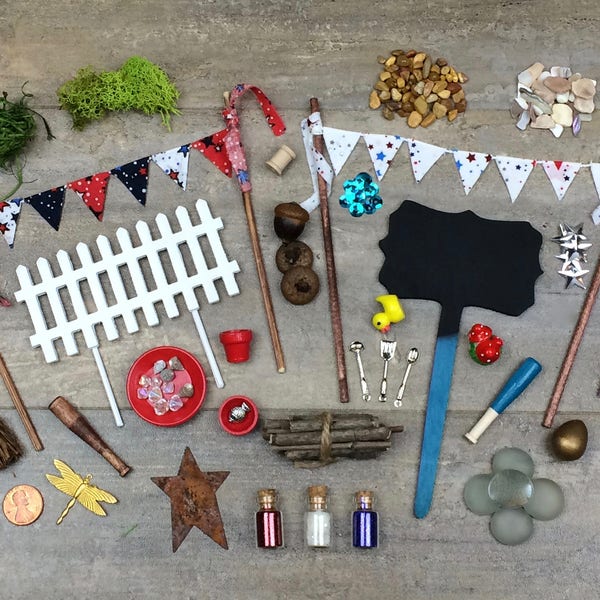 DIY Fairy Garden Accessories Grab Bag, 4th OF JULY, Kids craft, Fairy Garden Kit, Fairy Garden Party Gift, Garden Party Favor.