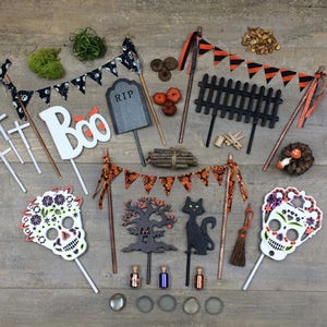 Halloween, Dia de los muertos, fall DIY fairy garden accessories grab bag.