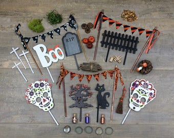 Free Shipping - Halloween, Dia de los muertos, fall DIY fairy garden accessories grab bag.