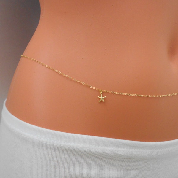 Star Fish Belly Chain, 14 K Gold Filled, Belly Chain Gold, Body Chain Gold, Lucky Star Belly Chain, Beach Wedding, Beach Jewelry