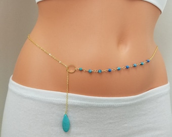 フロリダ発 Turquoise Belly ウエスト ボディ チェーン フロリダ発 Turquoise Belly ウエスト ボディ チェーン