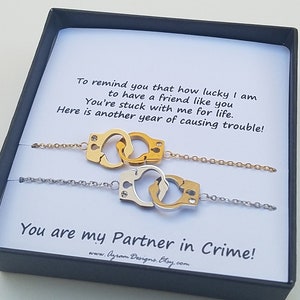 Partners in Crime, Gold Handmanschette, Freundschaftsarmband, Gliederarmband