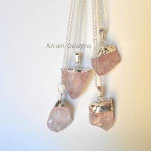 Rose Quartz Necklace/ Raw Crystal Necklace/ Healing Crystal/ Love Stone/ Necklaces for Women/ Bridesmaid Gift/ Healing Stone image 8