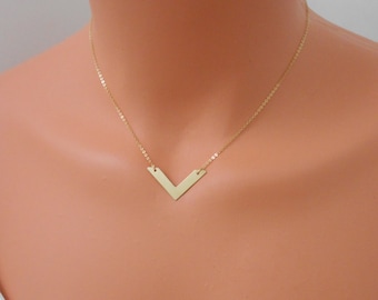 V Necklace, 14 K Gold Filled, Dainty Minimal V Necklace, Simple Geometric Layering Necklace, Necklaces for Women, Gift for Her, Jewelry