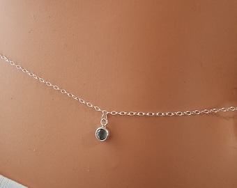 Sterling Silver, Birthstone Belly Chain, 14 K Gold Filled, Water Resistant, Anti-Tarnish, Body Chain, Body Jewelry, Natural Healing Stones